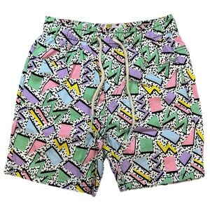 Oh Snap! 80's Geometric Print Shorts Women's Medium Abstract EUC Vintage Small
